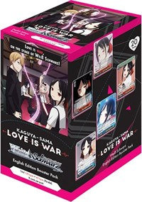 Kaguya-sama: Love is War Booster Box   Weiss Schwarz - Kaguya-sama: Love is War  Details Each booster box contains 20 packs of 8 random cards.